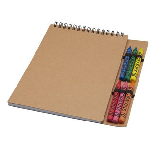 Doodle A5 spiral soft cover notebook and crayon set - EgotierPro 107967