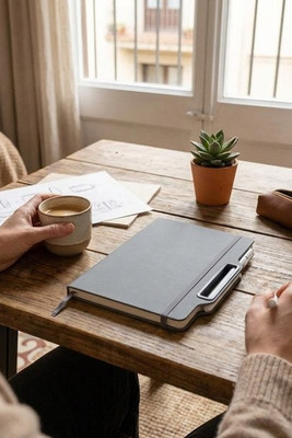 Nexus A5 Hardcover Notizbuch mit Kugelschreiber und Bleistiftset (schwarze Mine) - EgotierPro 107969