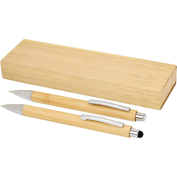 PF Concept 107976 - Oblys bamboo ballpoint pen and mechanical pencil set (black ink)