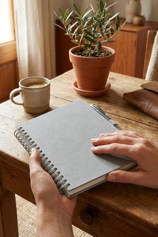 Slate A5 reusable hard cover notebook and pen set (black ink) - EgotierPro 107986