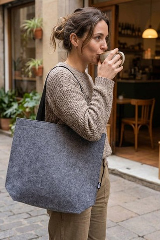 Felta GRS recycled felt gusset tote bag 20L - EgotierPro 130075