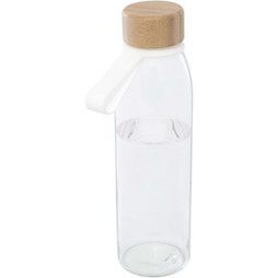PF Concept 100853 - Porto 500 ml vandflaske af glas med silikonehåndtag og bambuslåg