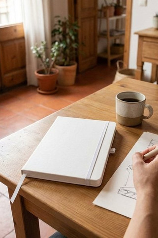 Teak A5 recycled hard cover notebook with lined pages - EgotierPro 106013