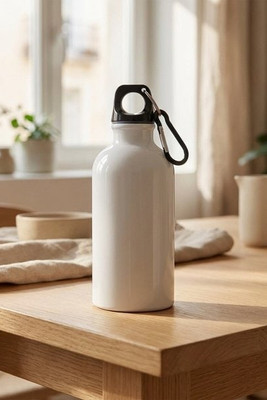 Bouteille d'eau Oregon de 400 ml simple paroi en acier recyclé certifié RCS avec mousqueton - EgotierPro 100860