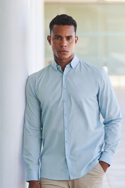 Henbury HY582 - MENS LANGERMET COTTON FEEL COOLPLUS® SKJORTE