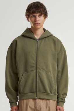 BUILD YOUR BRAND BY295 - STONEWASH HEAVY ZIP HOODIE