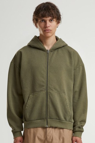 BUILD YOUR BRAND BY295 - STONEWASH HEAVY ZIP HOODIE