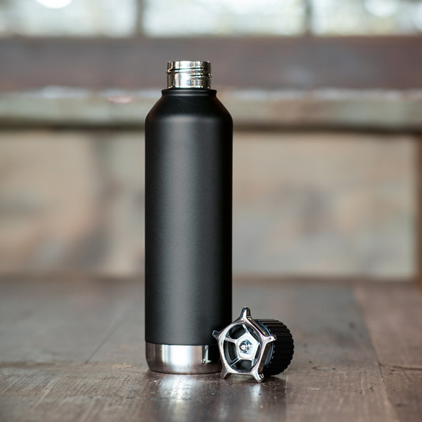 Rupt ABT002 - Spiglo Bottle rSS 780ml. Double wall and Leakproof. Wheel shaped lid