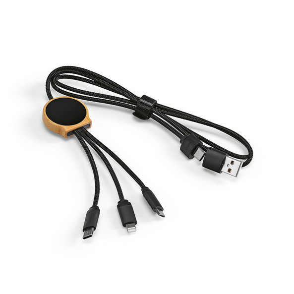 Aodaci ACB003 - Asimov 5-in-1 Cable Bamboo and rPET. Backlit logo.
