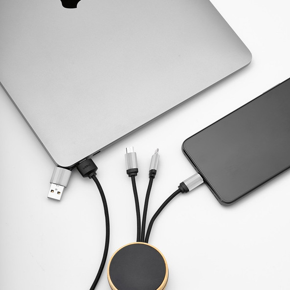 Aodaci ACB004 - Feynman 5-in-1 Cable Bamboo and rPET. Backlit logo