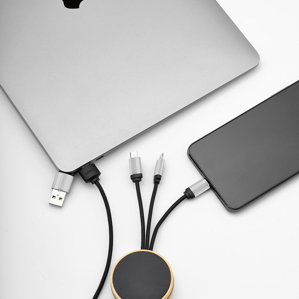 Aodaci ACB004 - Feynman 5-in-1 Cable Bamboo and rPET. Backlit logo