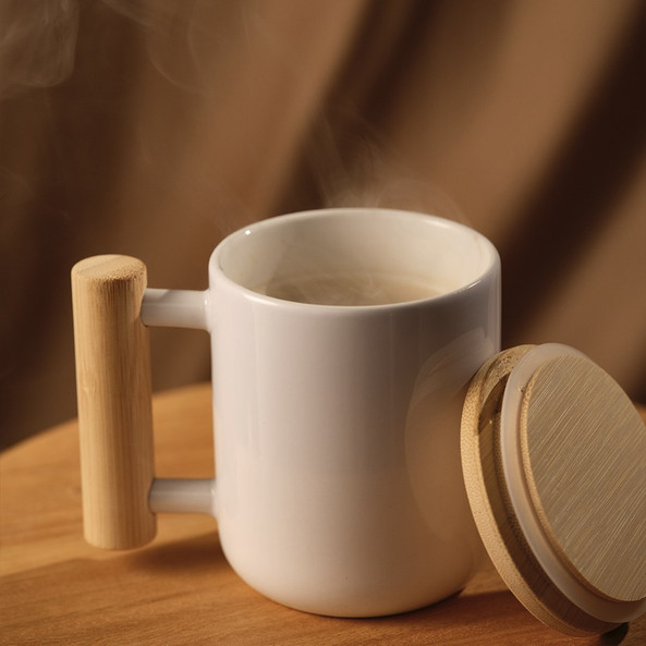 Aodaci AMG001 - Douro Mug Ceramic, Bamboo lid and handle 380ml. Sublimation