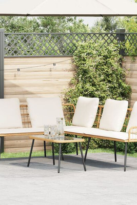 vidaXL 3328649 - 2 Piece Garden Sofa Set with Cushions Natural Poly Rattan