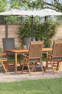 vidaXL 3375767 - Reclining Garden Chairs with Cushions 6 pcs Solid Teak Wood