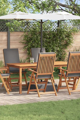 vidaXL 3375767 - Reclining Garden Chairs with Cushions 6 pcs Solid Teak Wood