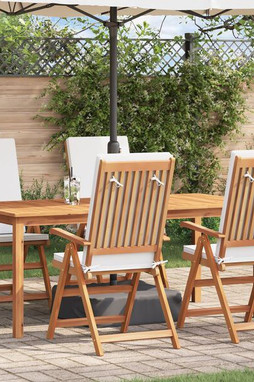 vidaXL 3375769 - Reclining Garden Chairs with Cushions 4 pcs Solid Teak Wood