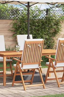 vidaXL 3375769 - Reclining Garden Chairs with Cushions 4 pcs Solid Teak Wood