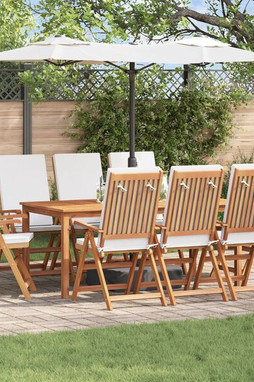 vidaXL 3375771 - Reclining Garden Chairs with Cushions 8 pcs Solid Teak Wood