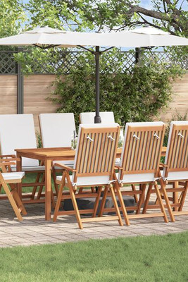 vidaXL 3375771 - Reclining Garden Chairs with Cushions 8 pcs Solid Teak Wood