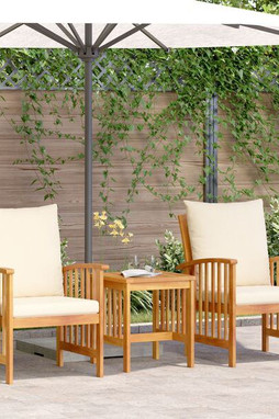 vidaXL 4106447 - 3 Piece Garden Lounge Set with Cushions Solid Acacia Wood