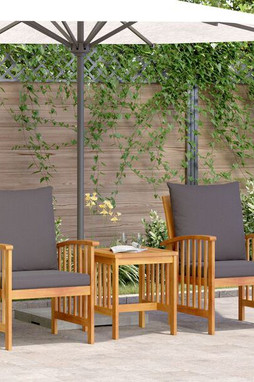vidaXL 4106448 - 3 Piece Garden Lounge Set with Cushions Solid Acacia Wood