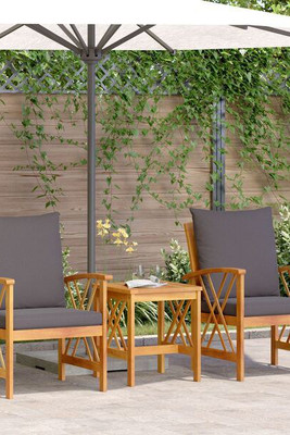 vidaXL 4106450 - 3 Piece Garden Lounge Set with Cushions Solid Acacia Wood