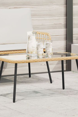 vidaXL 4108268 - Coffee Table Natural 90x45x42 cm Poly Rattan