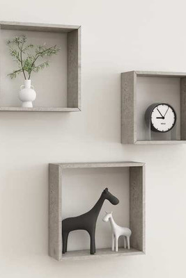vidaXL 326721 - Wall Cube Shelves 3 pcs Concrete
