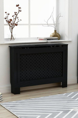 vidaXL 288192 - Cache-radiateur noir 112x19x81,5 cm MDF