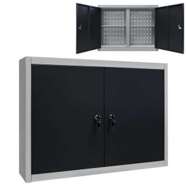 vidaXL 145365 - Wall Mounted Tool Cabinet Industrial Style Metal and Black
