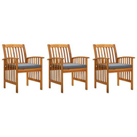 vidaXL 312131 - Garden Dining Chairs 3 pcs with Cushions Solid Acacia Wood
