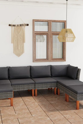vidaXL 3059717 - Salon de jardin 7 pcs avec coussins Résine tressée