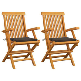 vidaXL 3062495 - Garden Chairs with Cushions 2 pcs Solid Teak Wood