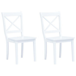 vidaXL 247356 - Chaises à manger lot de 2 blanc bois hévéa massif