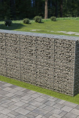 vidaXL 143593 - Gabion Wall with Covers Galvanised Steel 300x50x150 cm