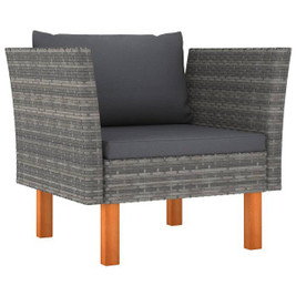 vidaXL 315755 - Garden Sofa Poly Rattan and Solid Eucalyptus Wood