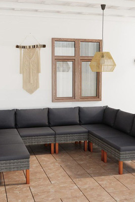 vidaXL 3059720 - 8 Piece Garden Lounge Set with Cushions Poly Rattan