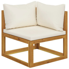 vidaXL 311861 - Sectional Corner Sofa & White Cushion Solid Acacia Wood