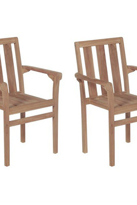 vidaXL 43041 - Stackable Garden Chairs 2 pcs Solid Teak Wood