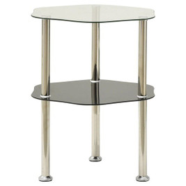 vidaXL 322791 - 2-Tier Side Table & Black 38x38x50cm Tempered Glass