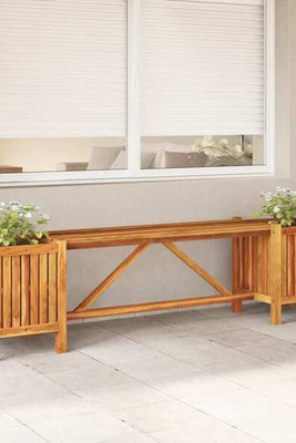 vidaXL 46344 - Garden Bench with 2 Planters 150x30x40 cm Solid Acacia Wood