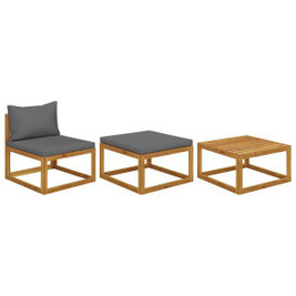 vidaXL 311854 - 3 Piece Garden Lounge Set with Cushions Solid Acacia Wood