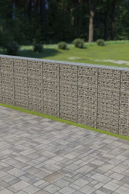vidaXL 143585 - Gabion Wall with Covers Galvanised Steel 600x30x150 cm