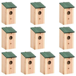 vidaXL 314815 - Bird Houses 10 pcs Solid Firwood 12x12x22 cm