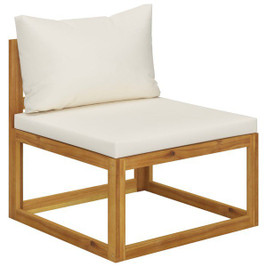 vidaXL 311863 - Sectional Middle Sofa & Cream White Cushion Solid Acacia Wood