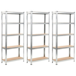 vidaXL 144272 - Storage Shelves 3 pcs 75x30x172 cm Steel and MDF