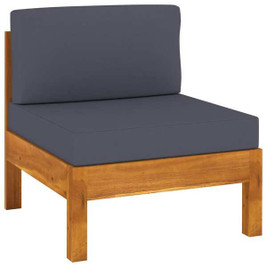 vidaXL 310647 - Middle Sofa with Dark Cushions Solid Acacia Wood