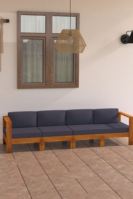 vidaXL 3057947 - Canapé de jardin 4 places et coussins gris foncé bois d'acacia