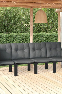 vidaXL 3187733 - Salon de jardin 4 pcs noir et gris résine tressée