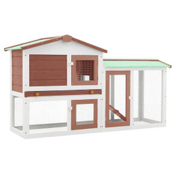 vidaXL 170841 - Clapier large dextérieur Marron et blanc 145x45x84 cm Bois